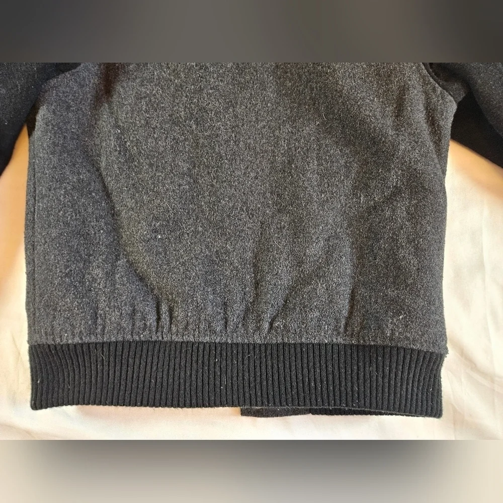 Old Navy Boys Black And Gray Snap Front Wool Blend Varsity Jackst Size 5 XS